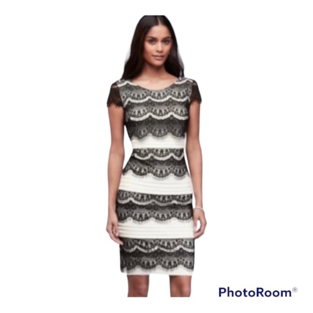 Melrose Black & White‎ Lace Flutter Sheath Dress size 14
